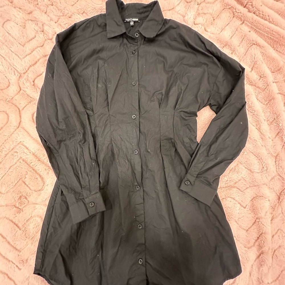 Fashion Nova Classic Black Collared Shirt